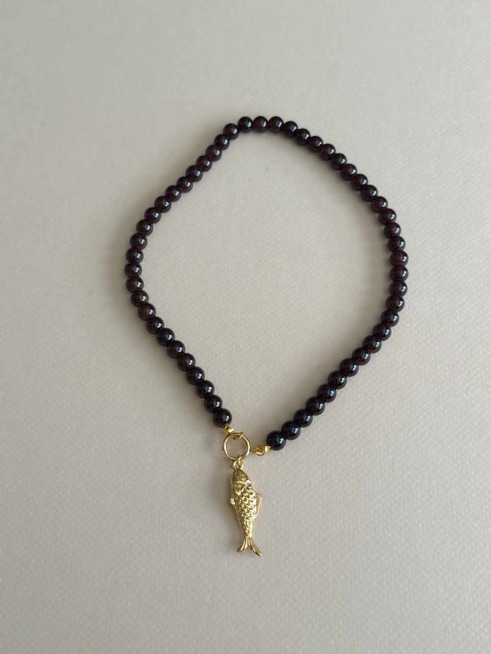 Fish Brown Bead Necklace N2103 - Picture 3 of 5